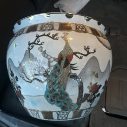 Older, Large Chinese Fish Pole Porcelain