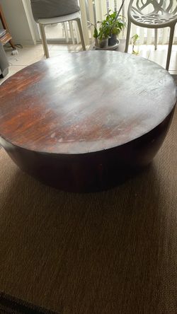 Round Wood Coffee Table Dark Brown