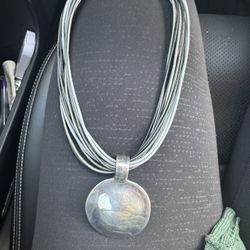 beautiful Simon Sebbag Sterling silver and leather necklace