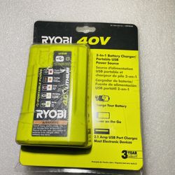 This Ryobi OP403A 40V Lithium-Ion 2-in-1 Battery/USB Charger is a versatile and efficient tool for your power tool batteries. With a battery capacity 