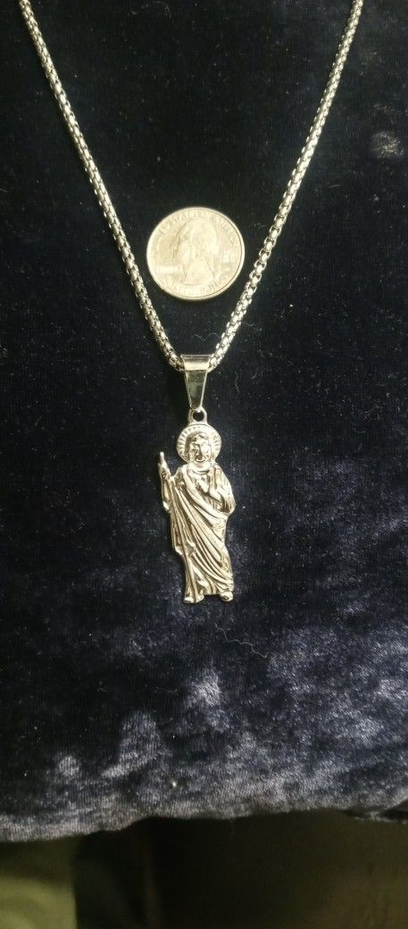 Stainless steel saint Jude design necklace