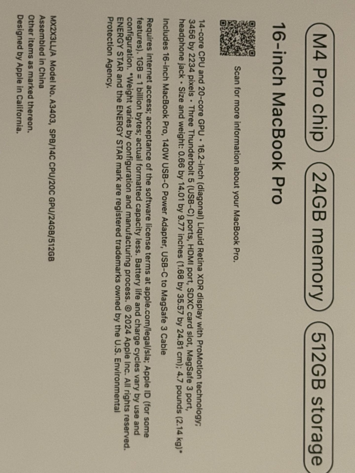 MacBook 16” Pro 4 24g Ram, 512g Hd Black Sealed