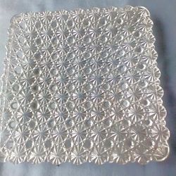 

Glass dish daisy and Button pattern 7” square 