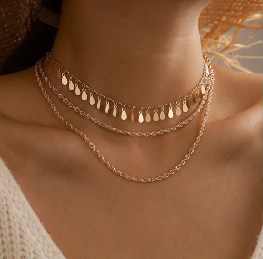 Punk Leaf Tassel Chain Choker Necklace 2021 Trendy Multilayer