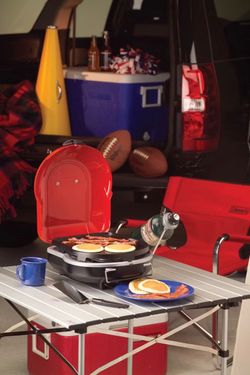New Coleman - Portable Propane Grill Red 6000 BTU Folding BBQ Grill with Carry Handle