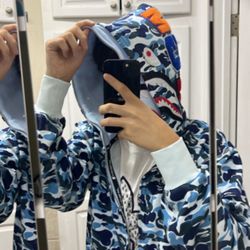 DOUBLE HOODIE BATHING APE ZIP UP JACKET!!