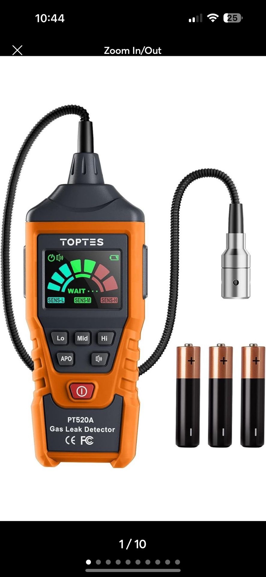 Natural Gas Detector, TopTes PT520A Gas Leak Detector with 16.5 Inch Gooseneck