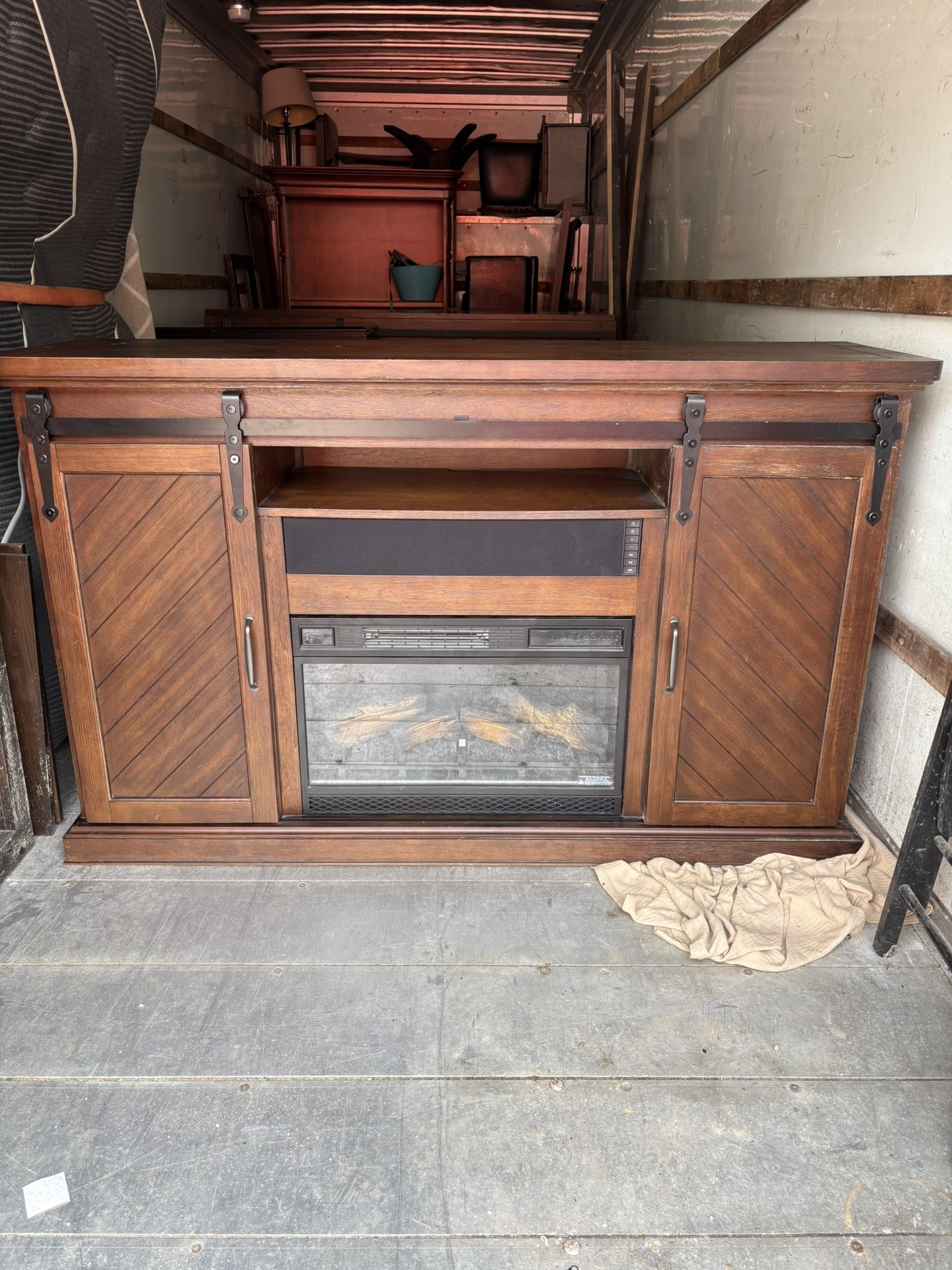 Entertainment Center With Space Heater And Speaker