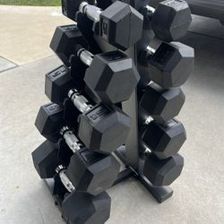 Rubber Hex Dumbbell Set Brand New