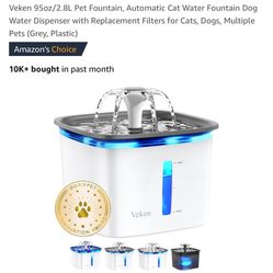 Veken 95oz/2.8L Automatic Pet Fountain