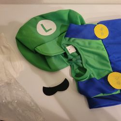Mario Brothers Luigi Costume Kids Medium