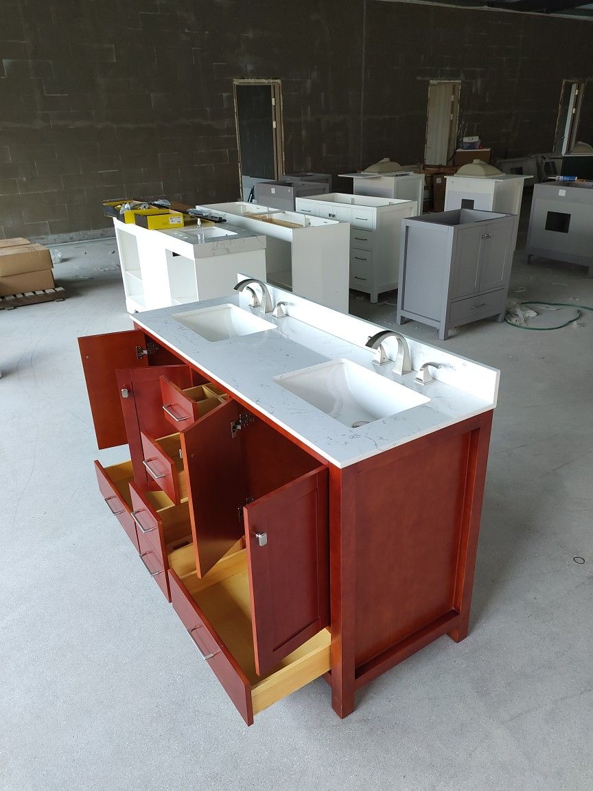 60 inch Espresso Double Sinks Bathroom Vanity #10060 Clearance Sale