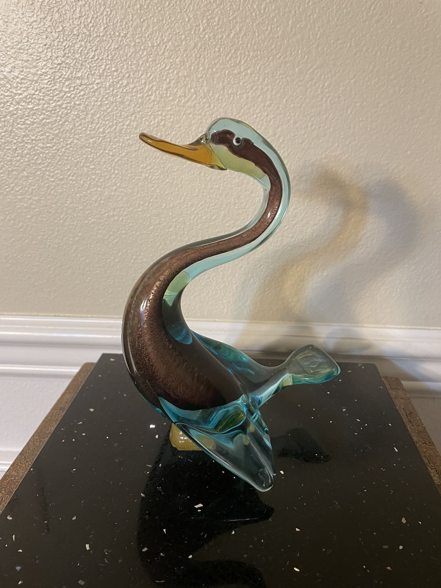 Murano MCM Vintage Glass Duck Swan Bird Art Glass Sculpture 8”