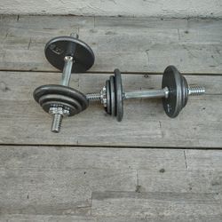 40 - Lb . Adjustable Dumbbells Set 