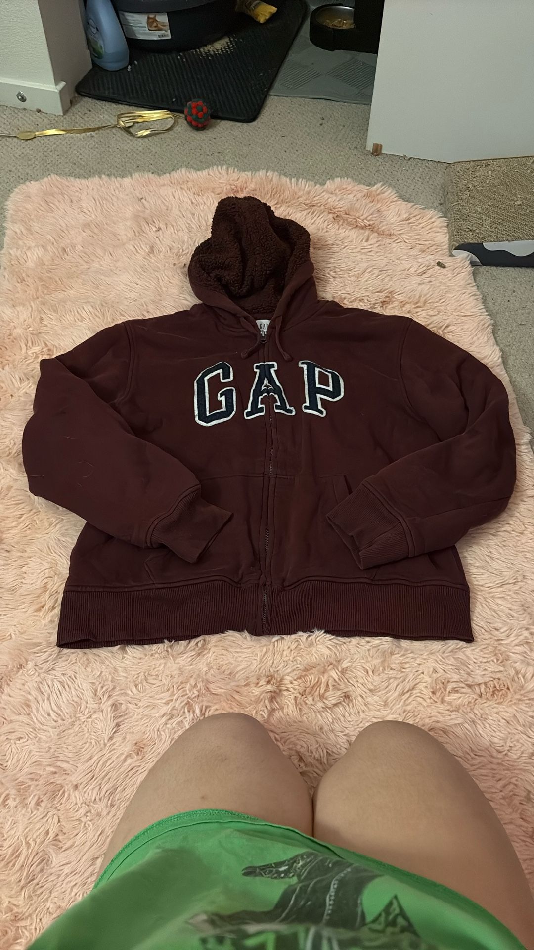 red gap fleece zip up jacket