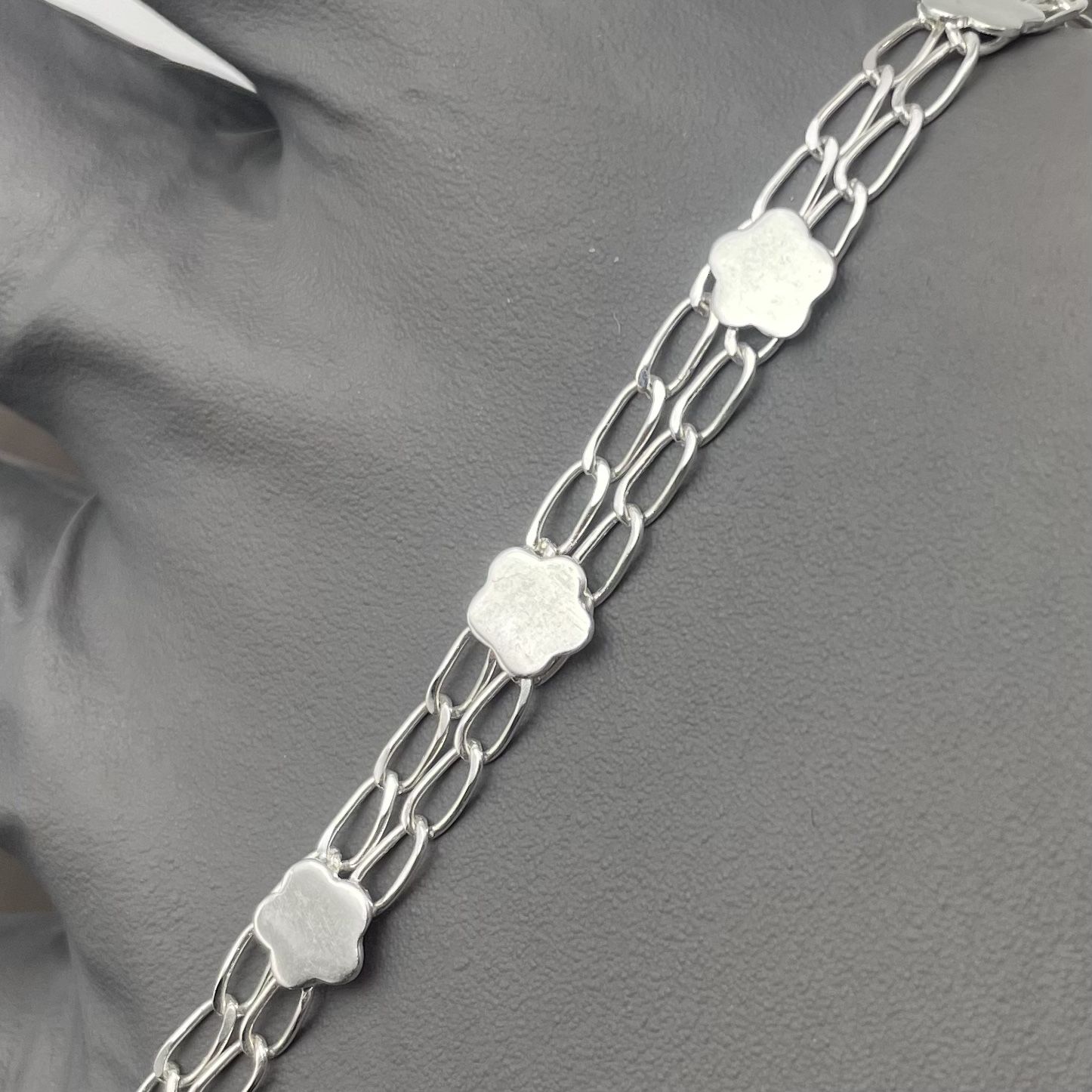 Solid 925 Sterling Silver Flower Bracelet – 7”