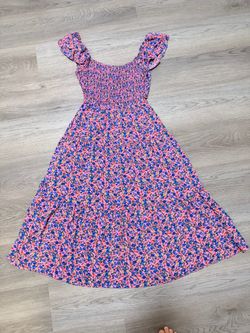 Floral Smocked Bodice Midi Dress