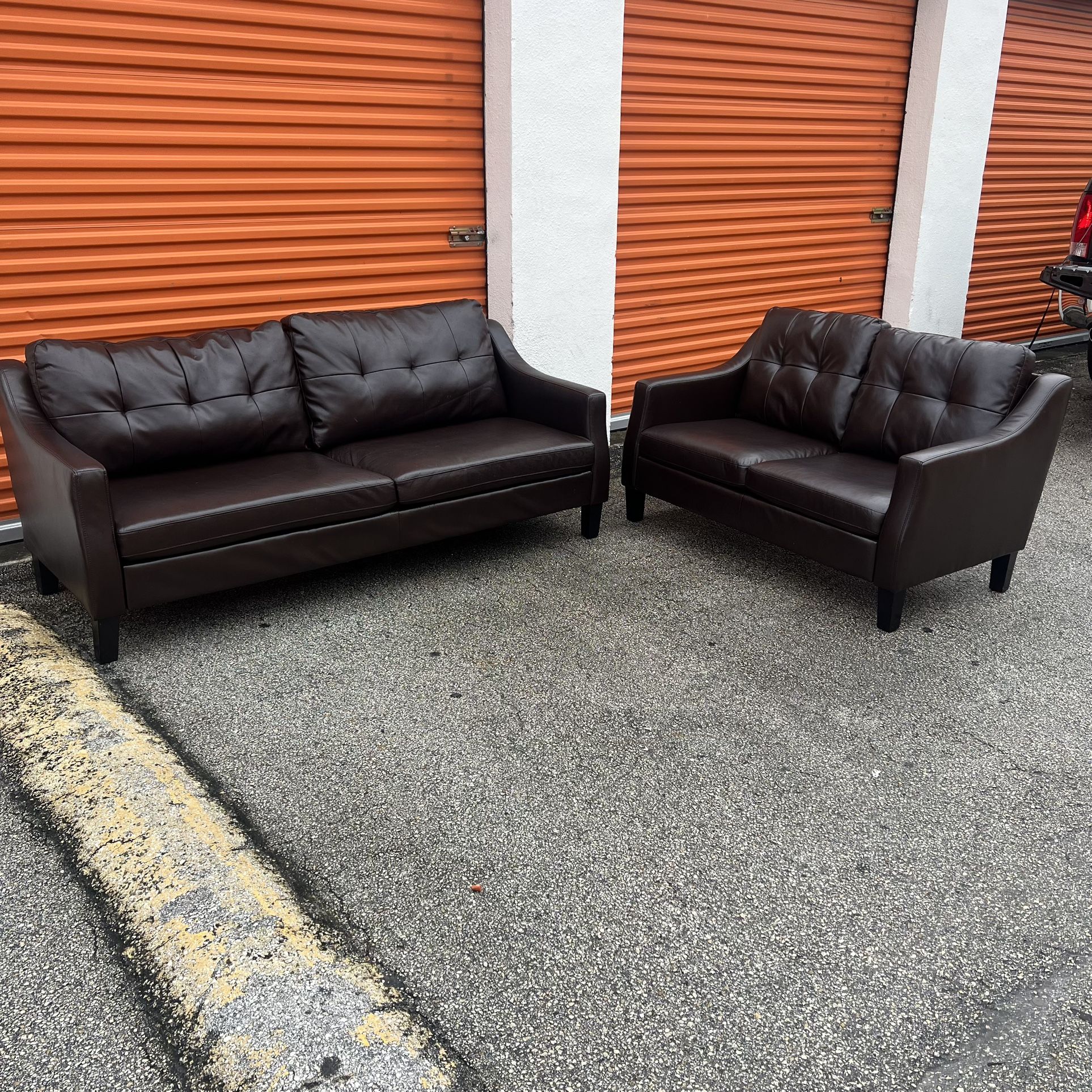 Brown Leather Sofa Set