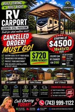 Cancelled Order! Must go! RV Carport
