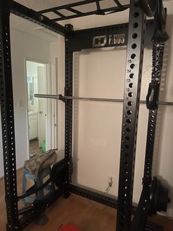 3x3 1 Inch Hole Squat Rack With Olympic Rogue Barbell And 330 Olympic Weights