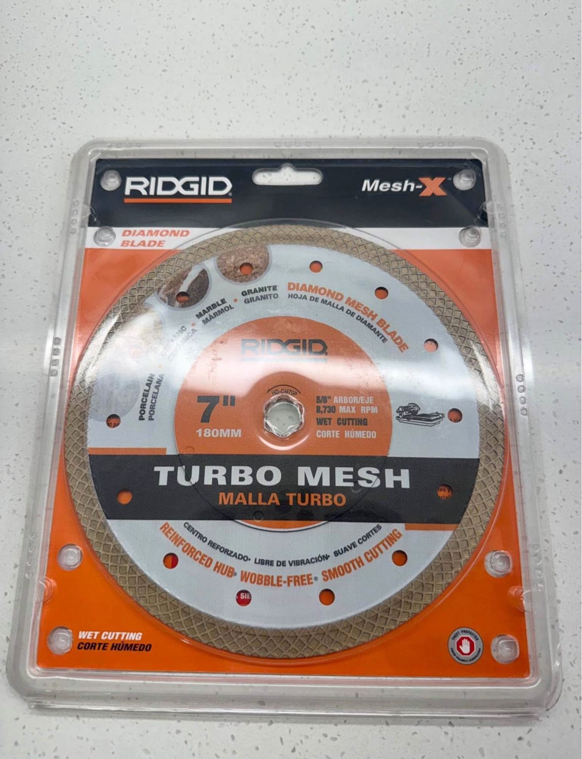 RIDGID MESH-X 8" DIAMOND MESH BLADE TURBO MESH 5/8" ARBOR 7,640 MAX RPM HD-CM80P