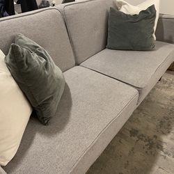 Gray Fabric Futon Sofa Sleeper 