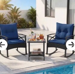 3 pcs Outdoor Rattan Chairs set with glass table