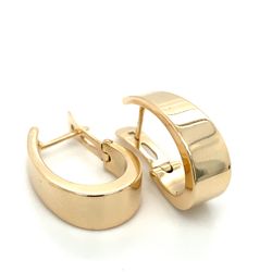 14k Gold Earrings Hollow Long Flat  Hoop 3.2grams 136180 12