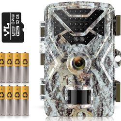 Trail Camera 30MP 2K,Game Camera with Wide-Angle Motion Latest Sensor View 0.2s Trigger Speed 8 Batteries and 32GB SD Card 2'' HD TFT Screen Waterpro