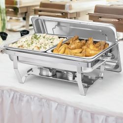 2 Tray Chafing Dish Buffet Stainless Steel 10 Quart