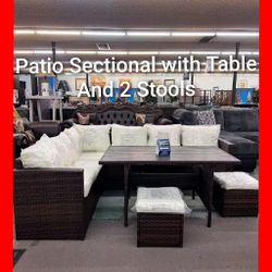 ✨ Patio Sectional With Table And Stools