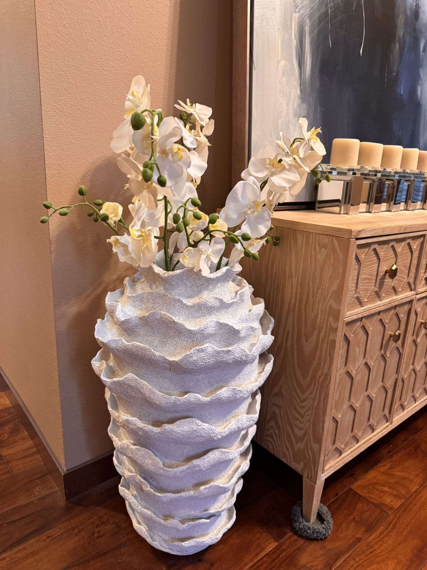 🌸 Elegant Floor Vase with Faux Flowers – Bundle or Individual Sale