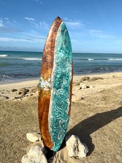 Hawaiian Koa Surfboard Art 73 inches