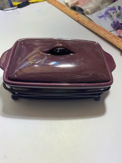 Tastefully simple dip crock w lid and rack