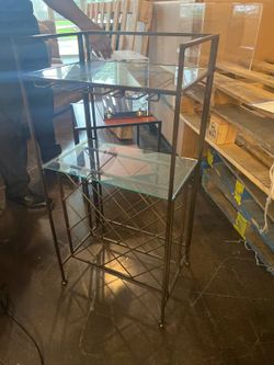 Metal Wine Rack with Glass Shelves