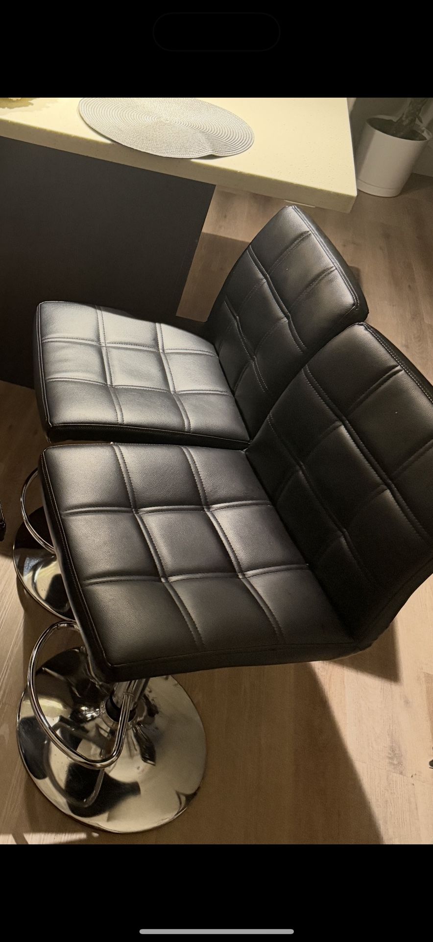 Set of 2 Modern Adjustable Leather Bar Stools