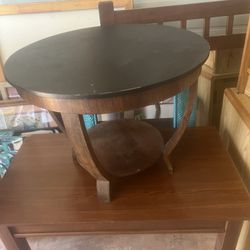 a nice little table its 19 inches tall and 24 inches across the top
