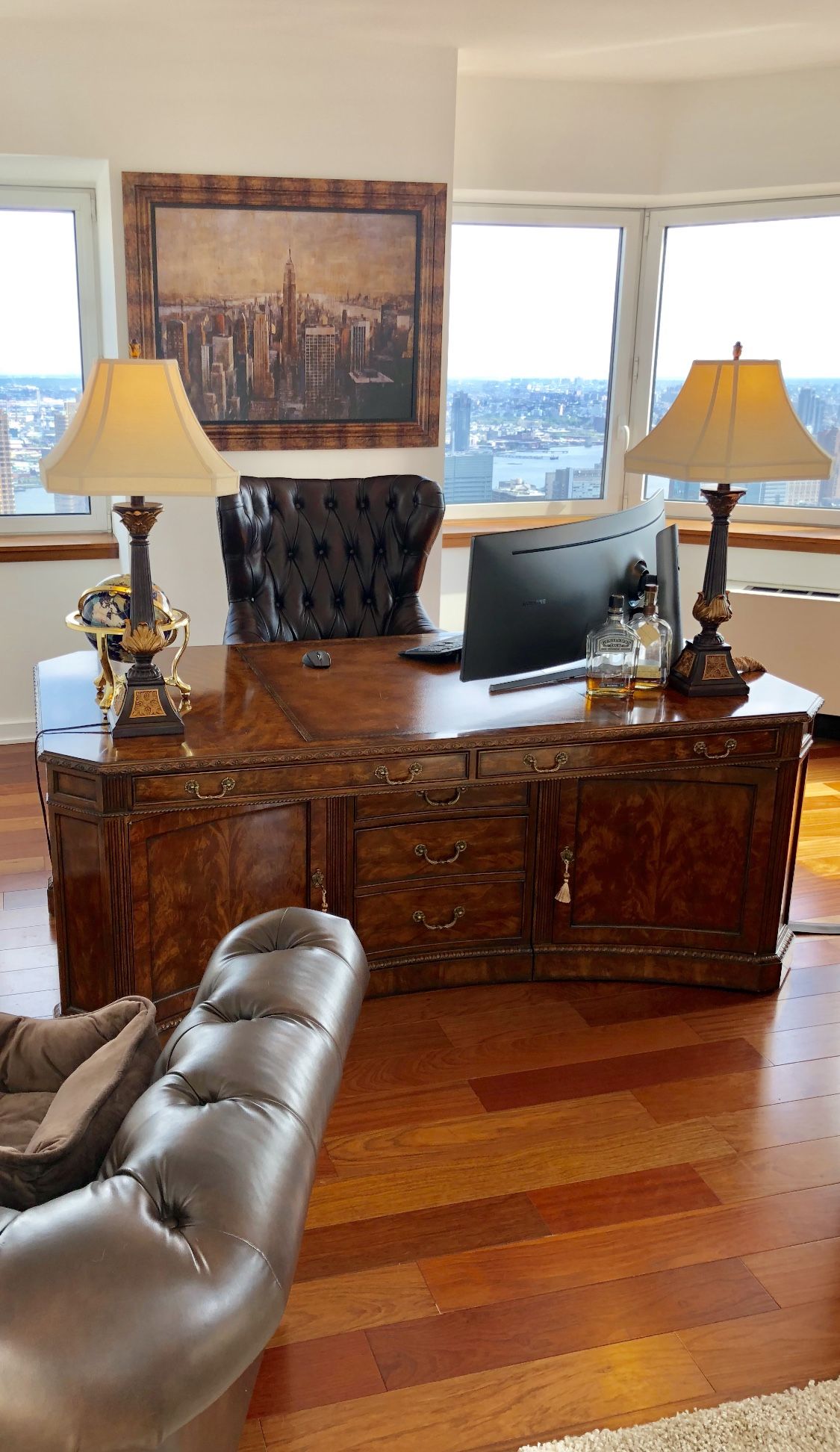 Theodore Alexander Presidential Desk w/Chair/Lamps