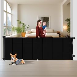 Retractable 42 Tall Reinforced No-Trip Baby Pet Safety Gate Black