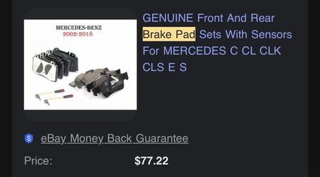 Front & rear break pads for Mercedes Benz s500