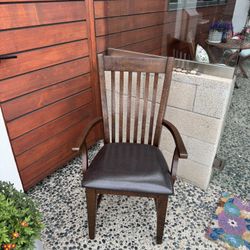 6 Solid Wood Dining Chairs With Arms