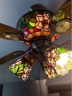 Tiffany Style Stained Glass Ceiling Fan