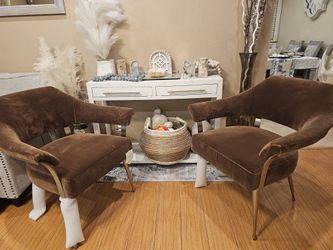 Brown Suede Accent Chair