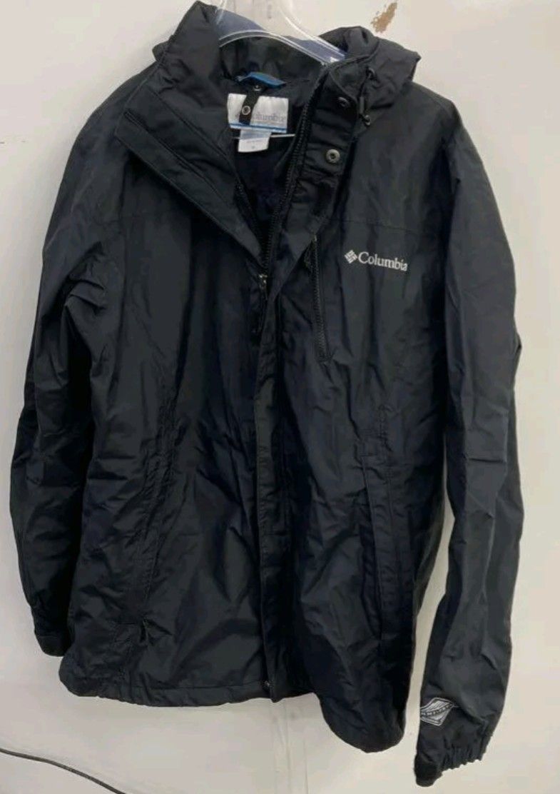 Columbia Omni Tech Waterproof Breathable Black Full Zip Hood Jacket Size M Like New MSRP $75