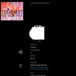 Taylor Swift Eras Tour Movie Ticket 