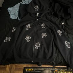 cross rhinestone hoodie