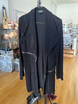 Eva Varro Black Textured Long Coat