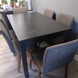 Dining Table And 6 Upholstered Dining Chairs 