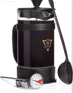 Caffeine Spree – IncrediBrew French Press Coffee, Tea & Espresso Maker Kit With: Stainless Steel Kitchen Thermometer, Measuring Spoon. Makes 8 Cup /
