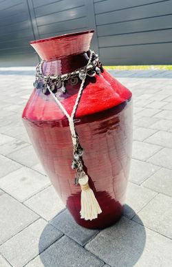 Red Plastic Vase -21.5 In tall